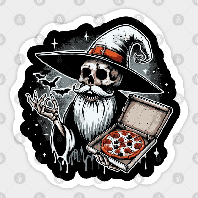 Pizza Wizard // Retro Horror Art Sticker by Trendsdk